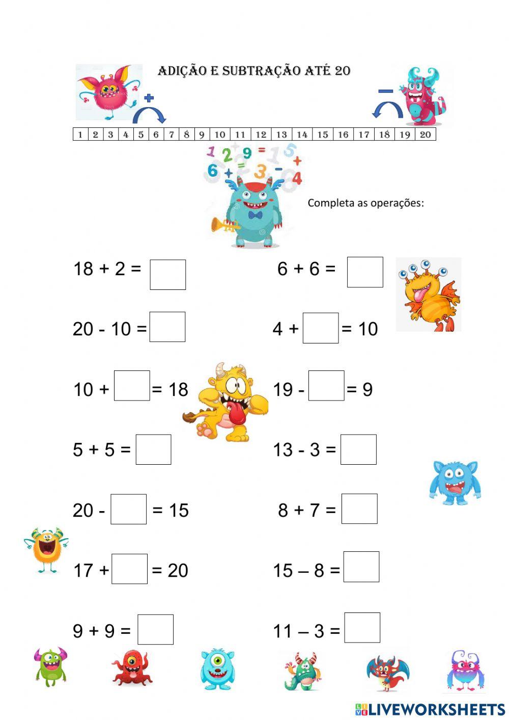 Operações com números até 20