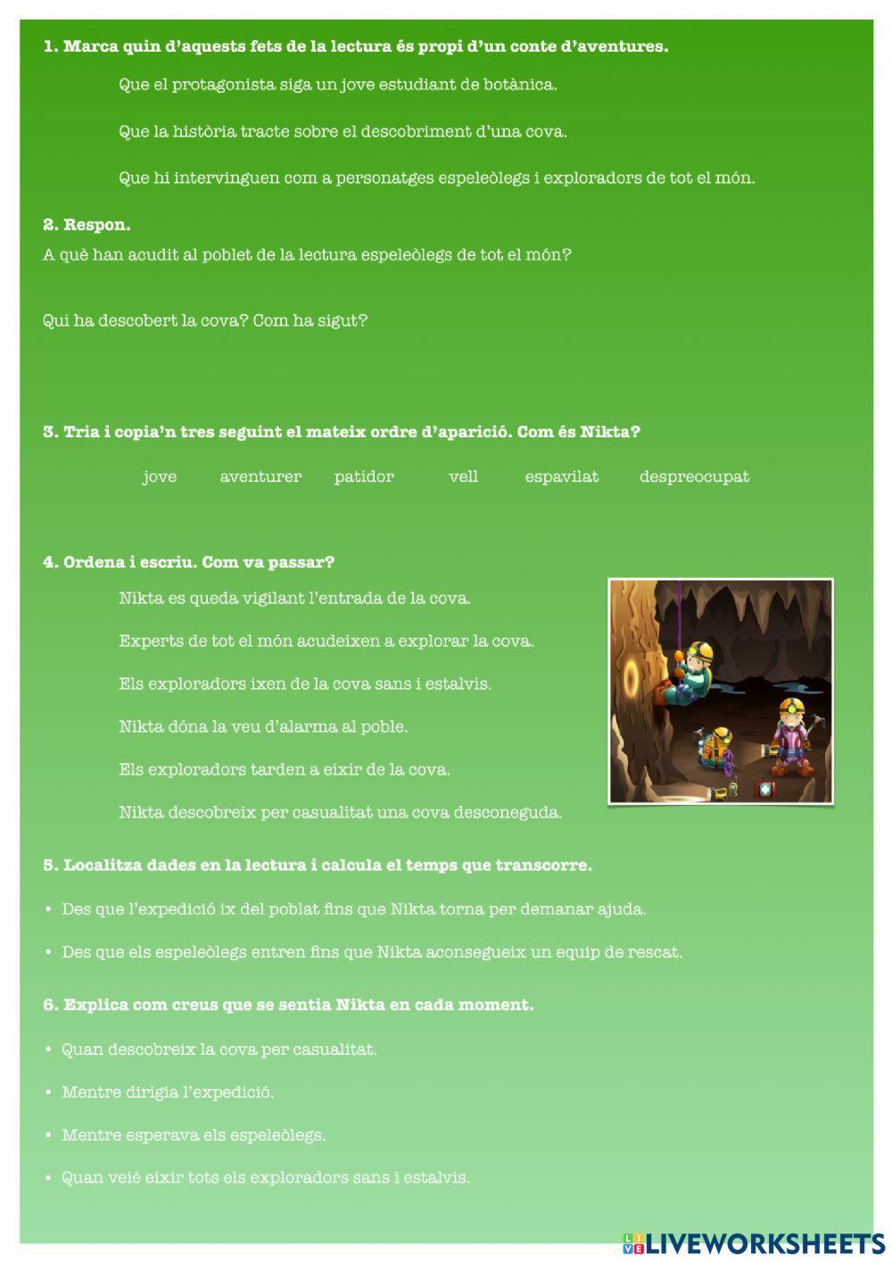 Comprensió lectora. Expedició a Galibagtar