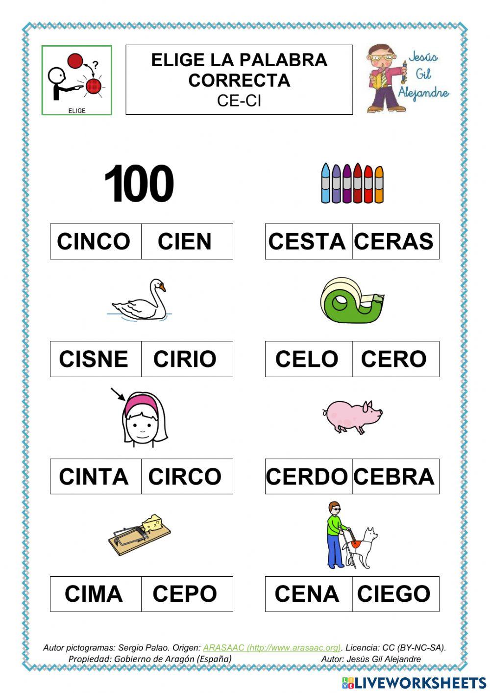 Elige la palabra correcta CON ce ci MAYÚSCULAS