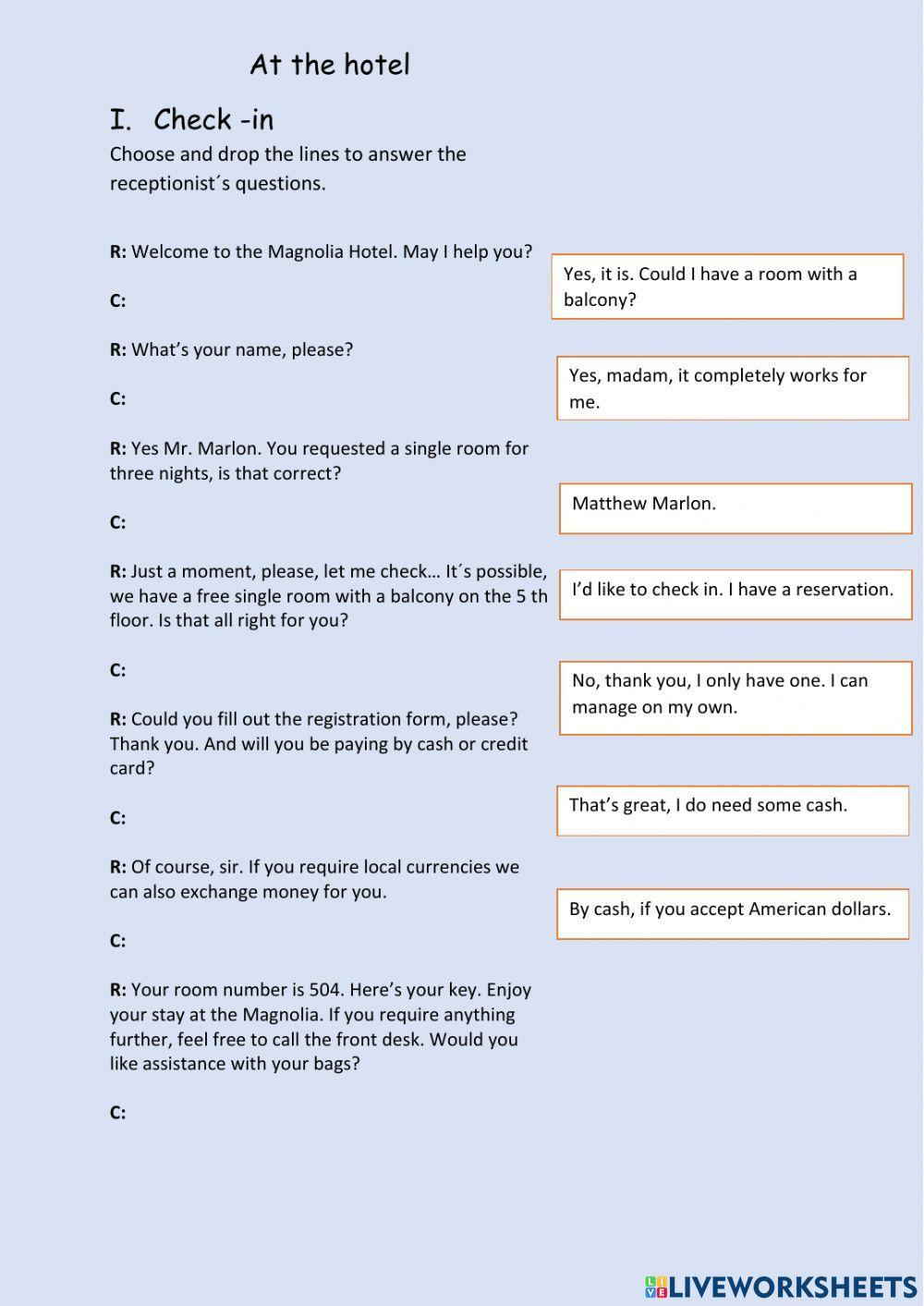 At the hotel reception