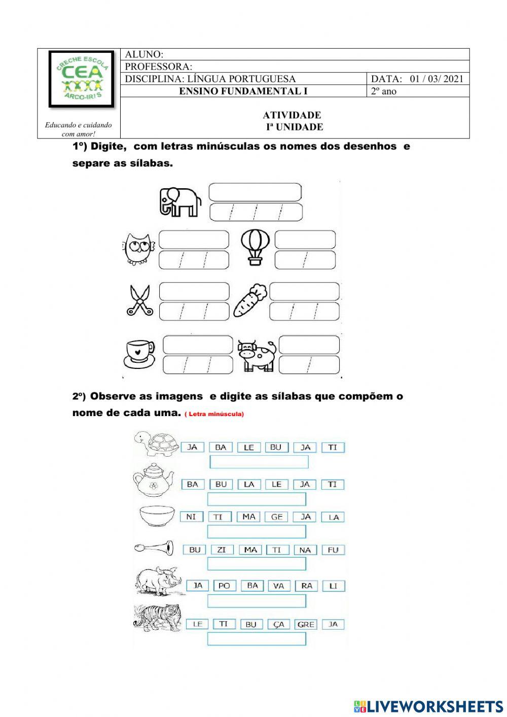 Separando as sílabas