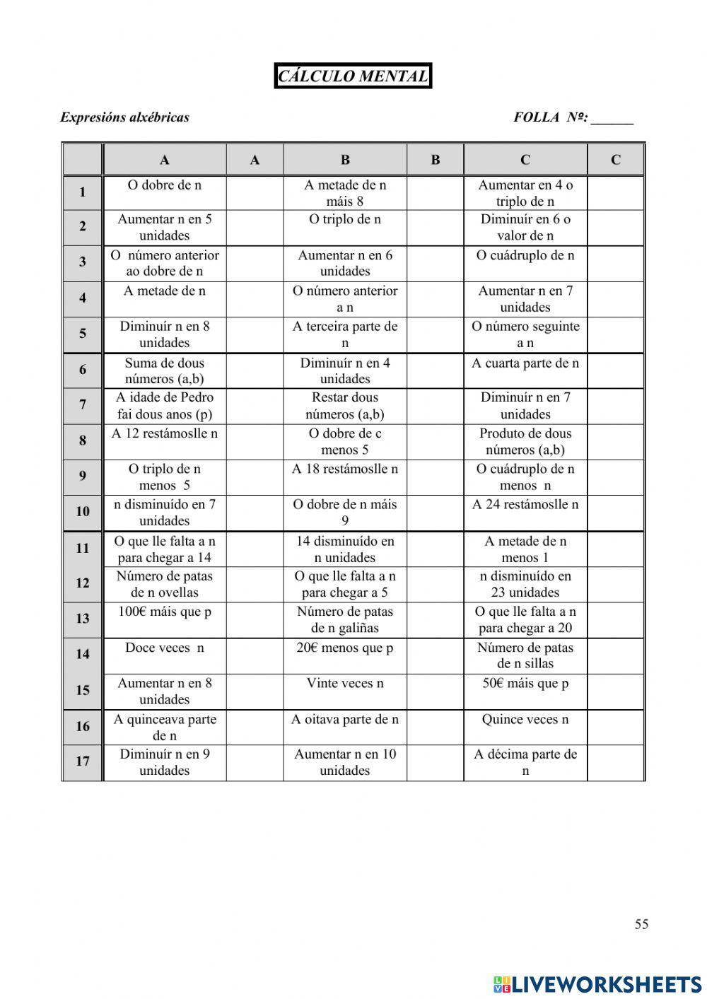 Tradución á linguaxe alxébrica