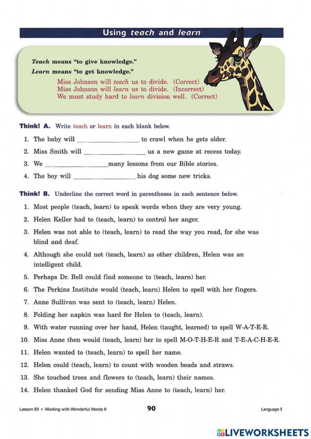 Language Page 90 (Teach and Learn)