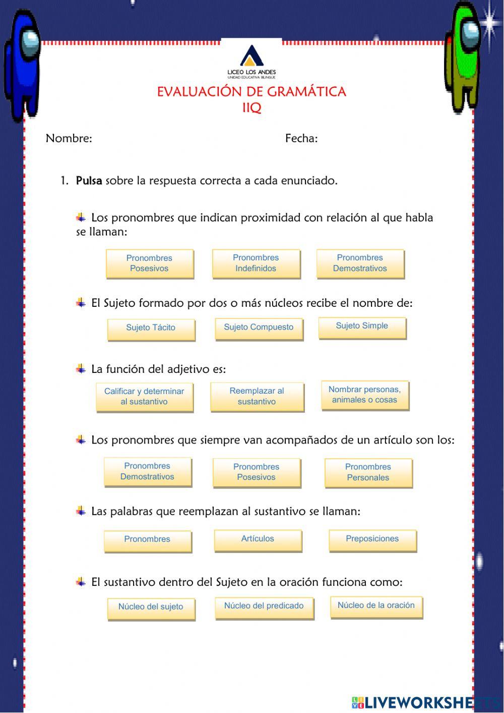 Evaluación de Gramática