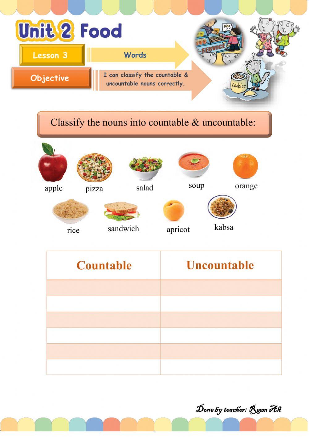 We Can2 L3 : classiclassifying the countable - uncountable nouns correctly.