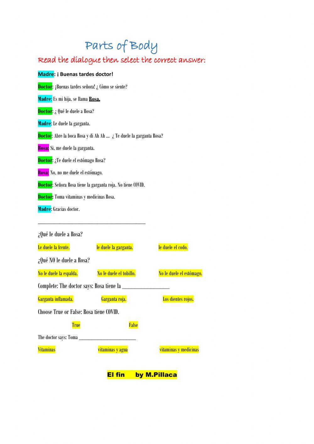 Las partes del Cuerpo