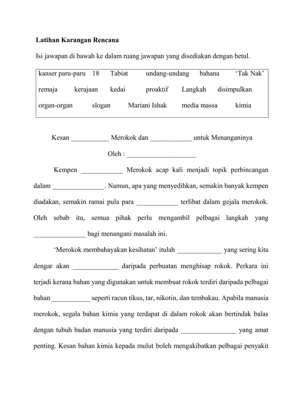 Latihan Karangan Rencana