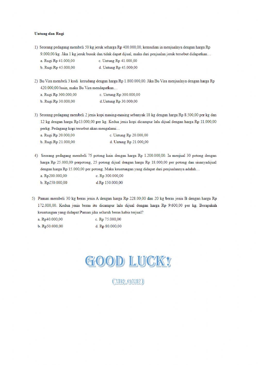Latihan Untung Rugi