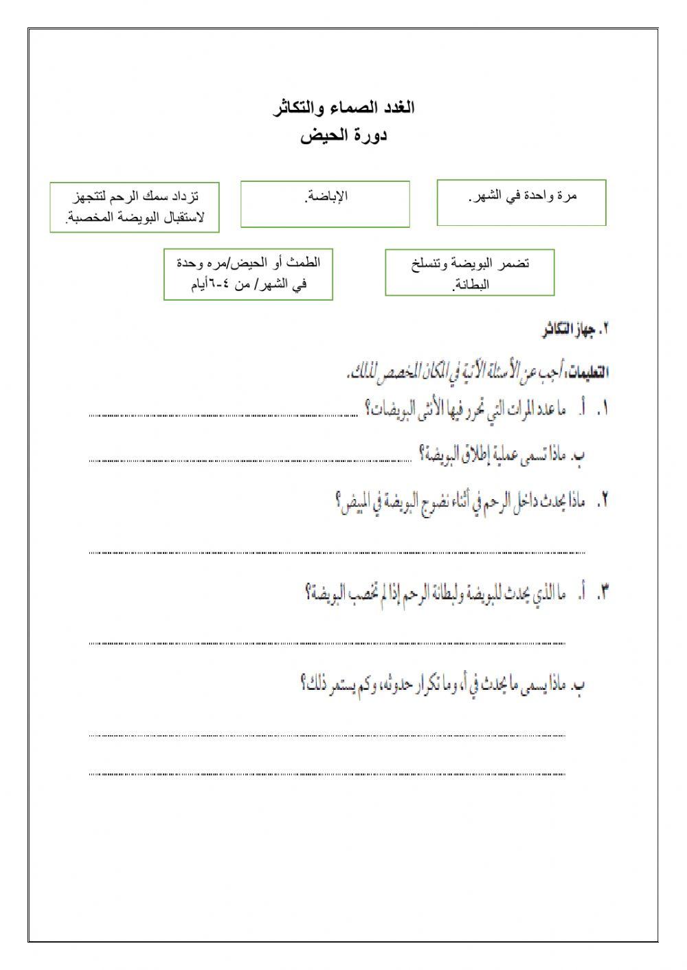 (الغدد الصماء والتكاثر (دورة الحيض