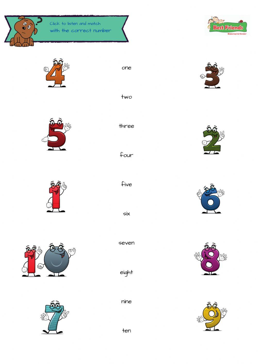 Numbers 110 online pdf worksheet Live Worksheets
