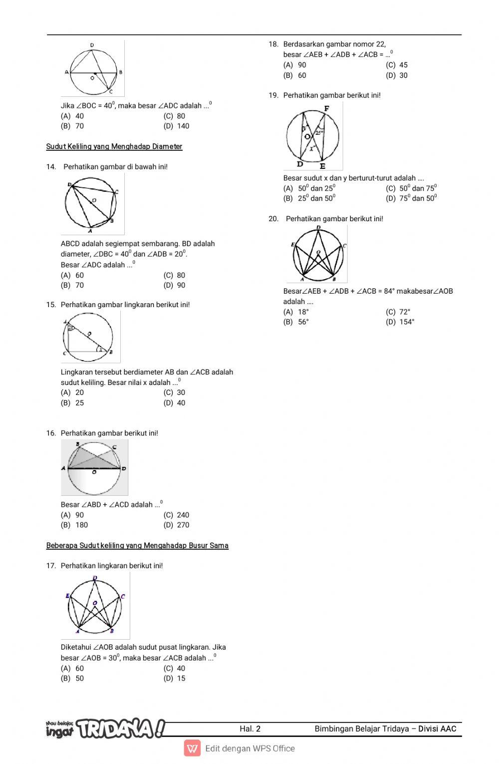 Sudut pusat & sudut keliling