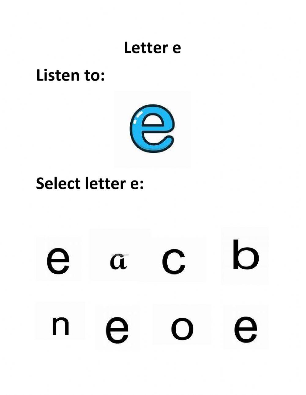 Lowercase letter e