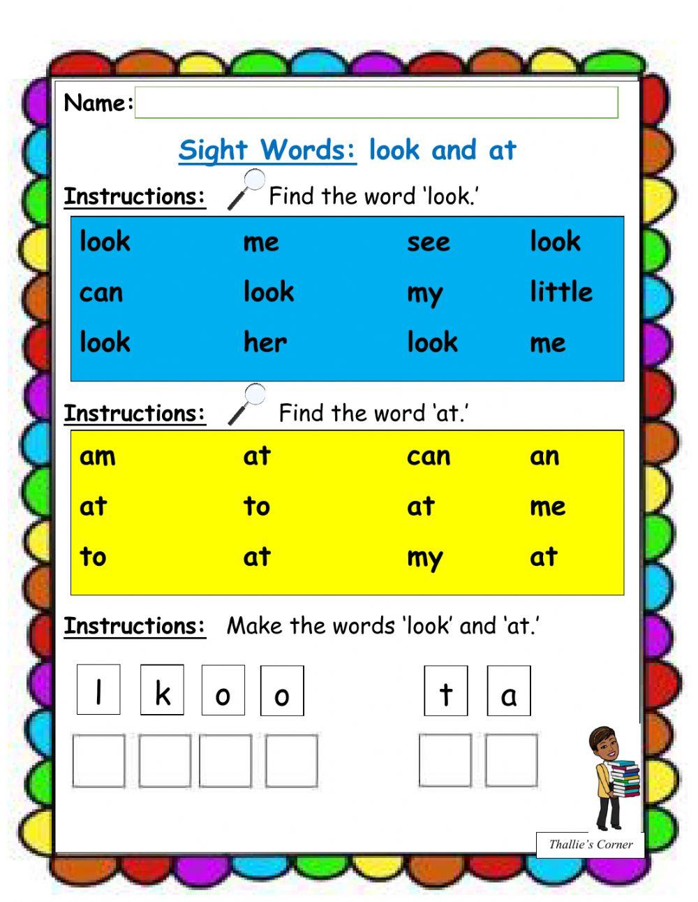 Sight Words 'look' and 'at'