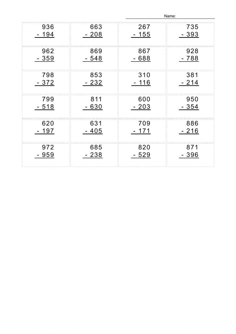 Kirjalik lahutamine 3. klass