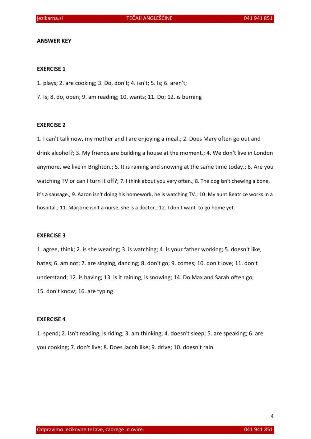 Present simple and present continuous