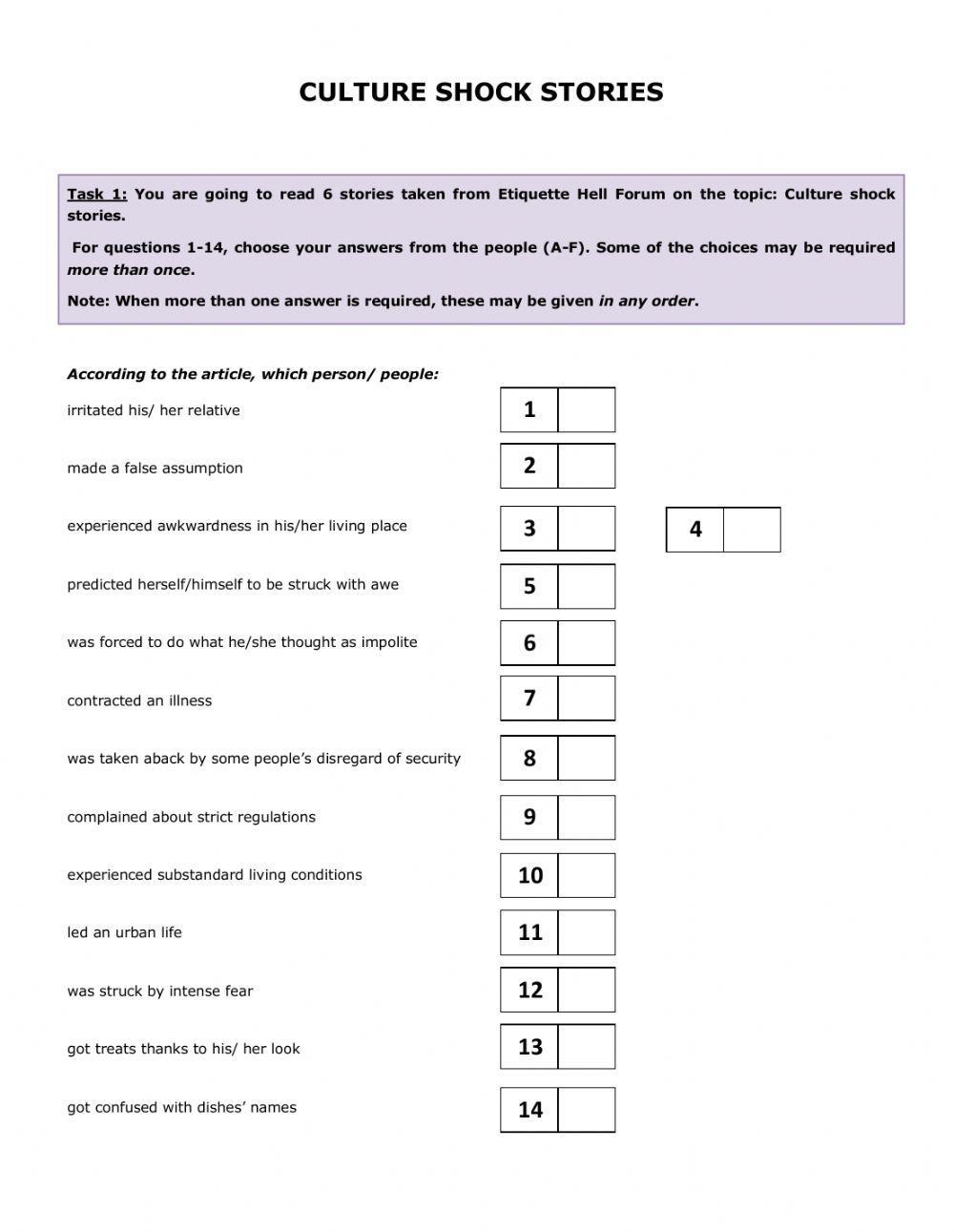 Reading B2 Culture shock