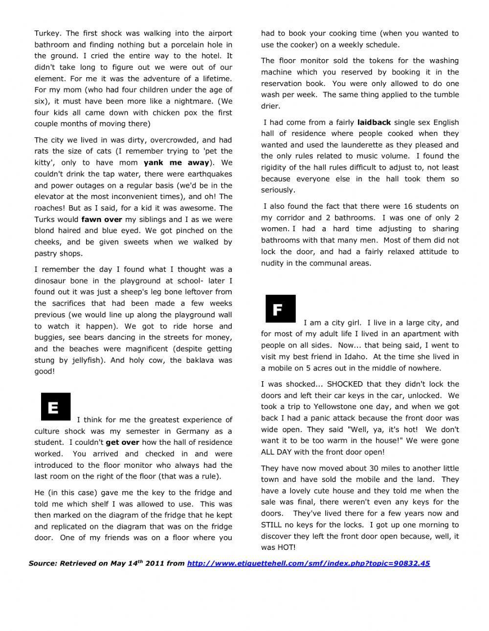 Reading B2 Culture shock