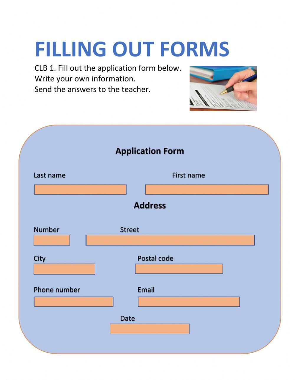 Fill out a form (CLB 1) test Apr 2021