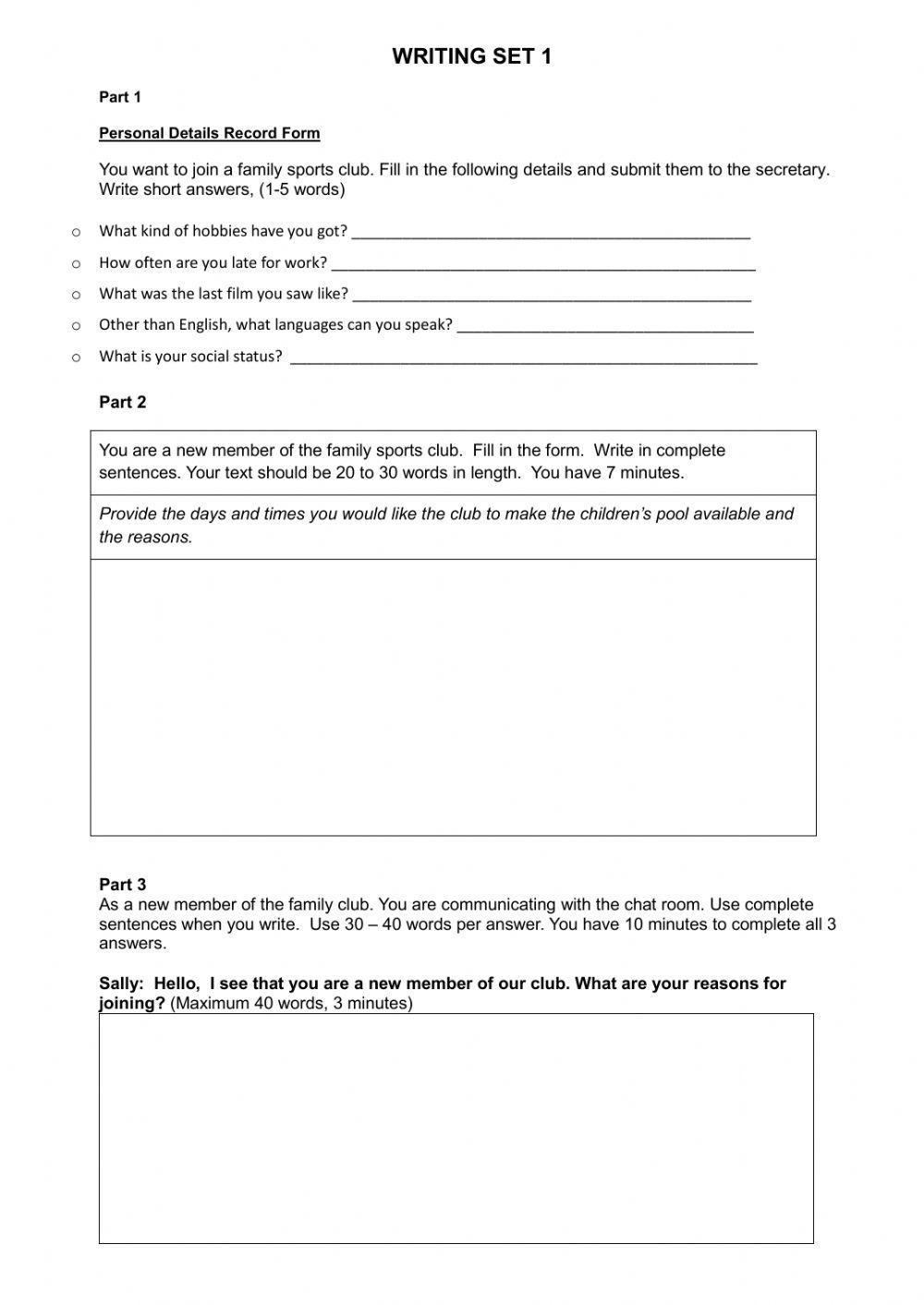 Aptis writing 1 Aptis writing 1