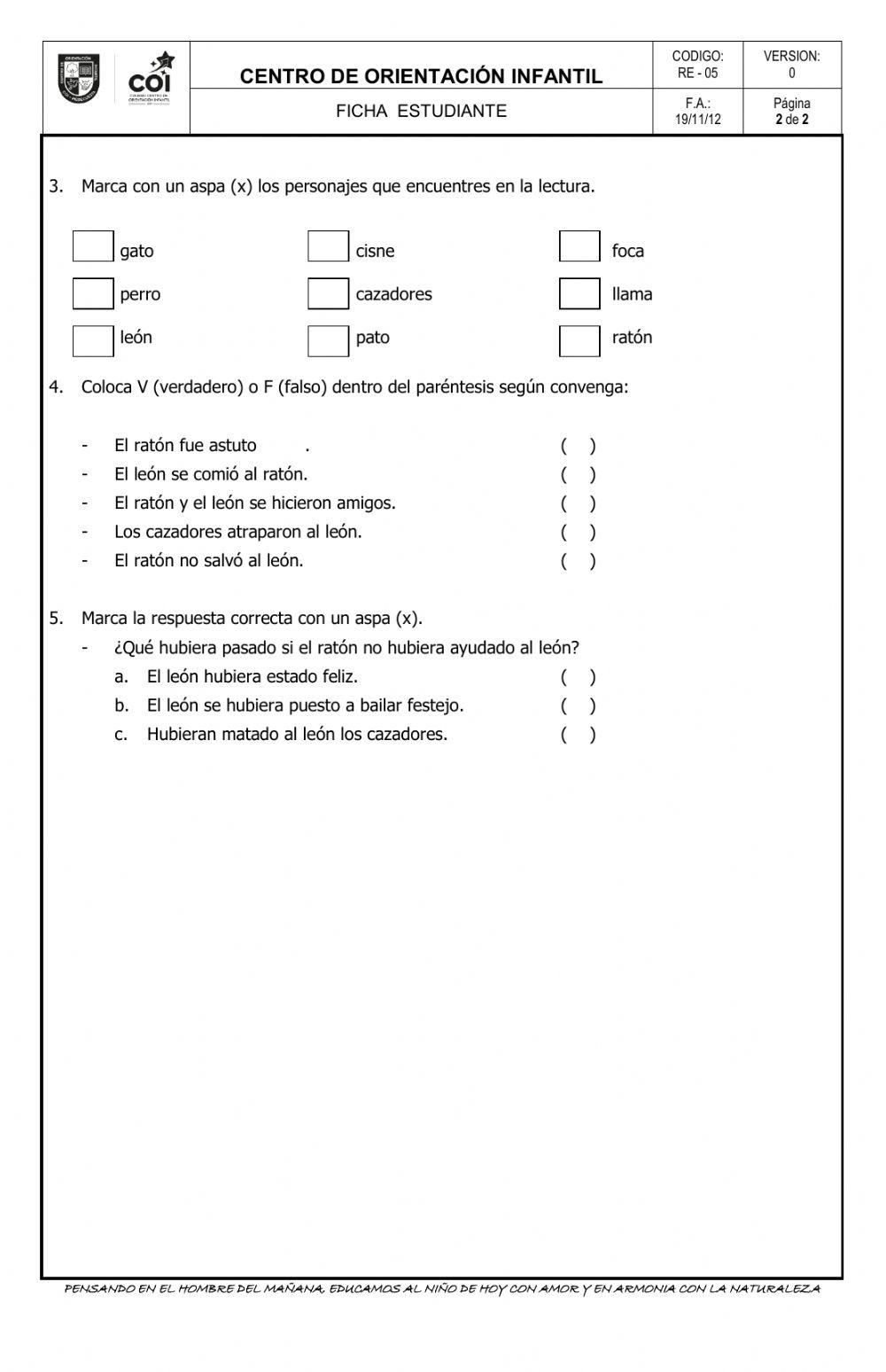 COMPRENSION DE LECTURA