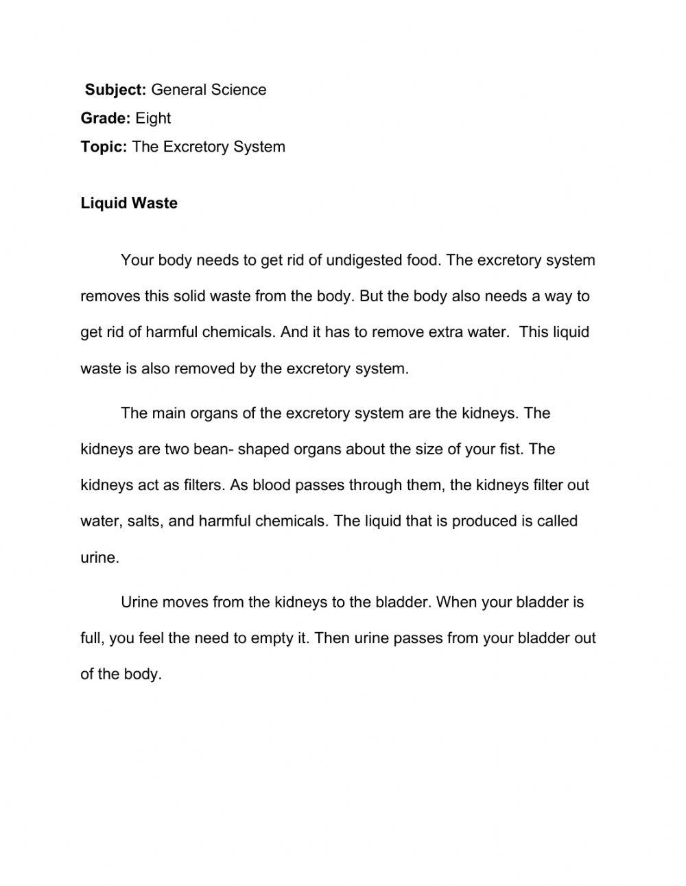 Liquid Waste worksheet Live Worksheets