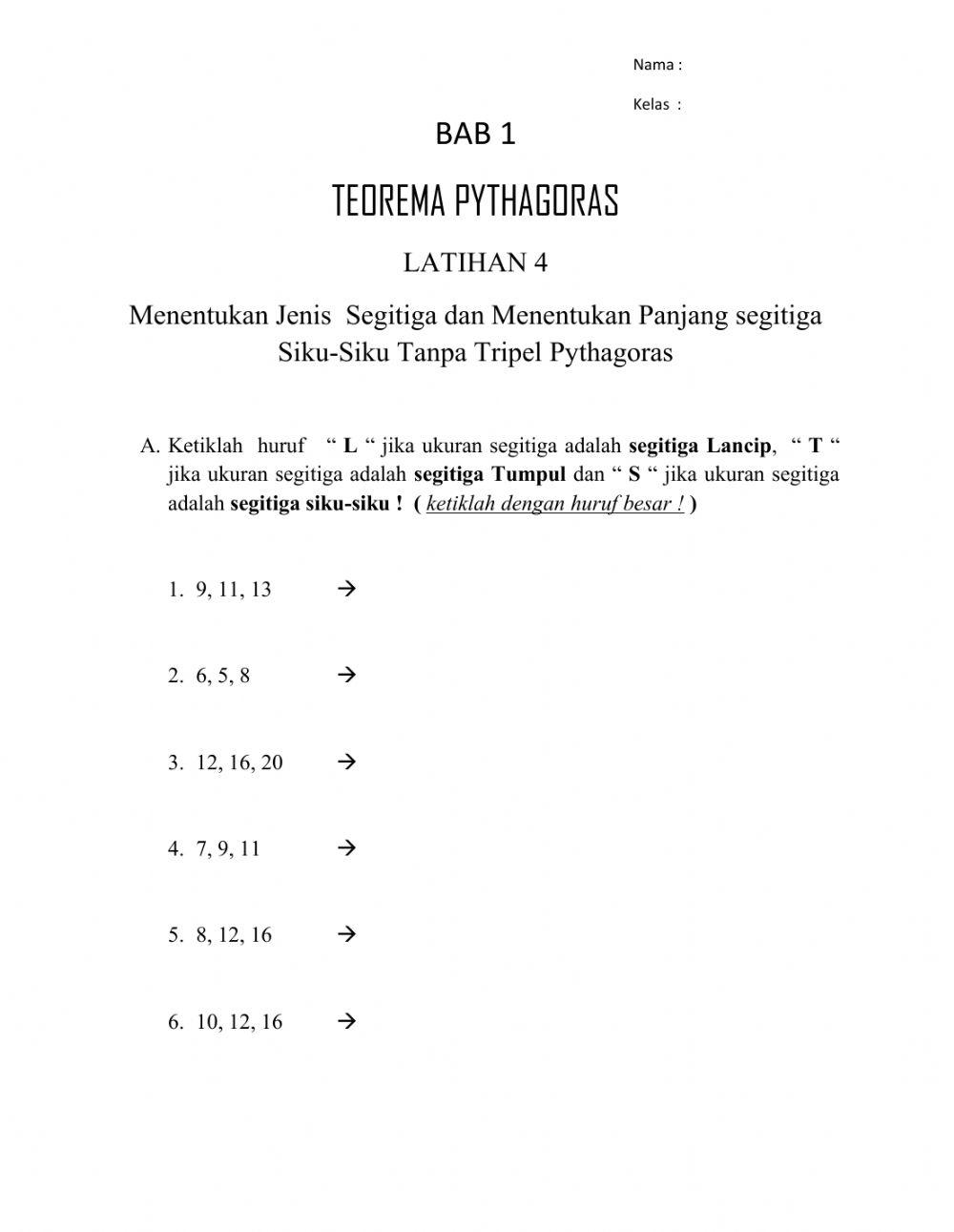 TEOREMA PYTHAGORAS Latihan 4