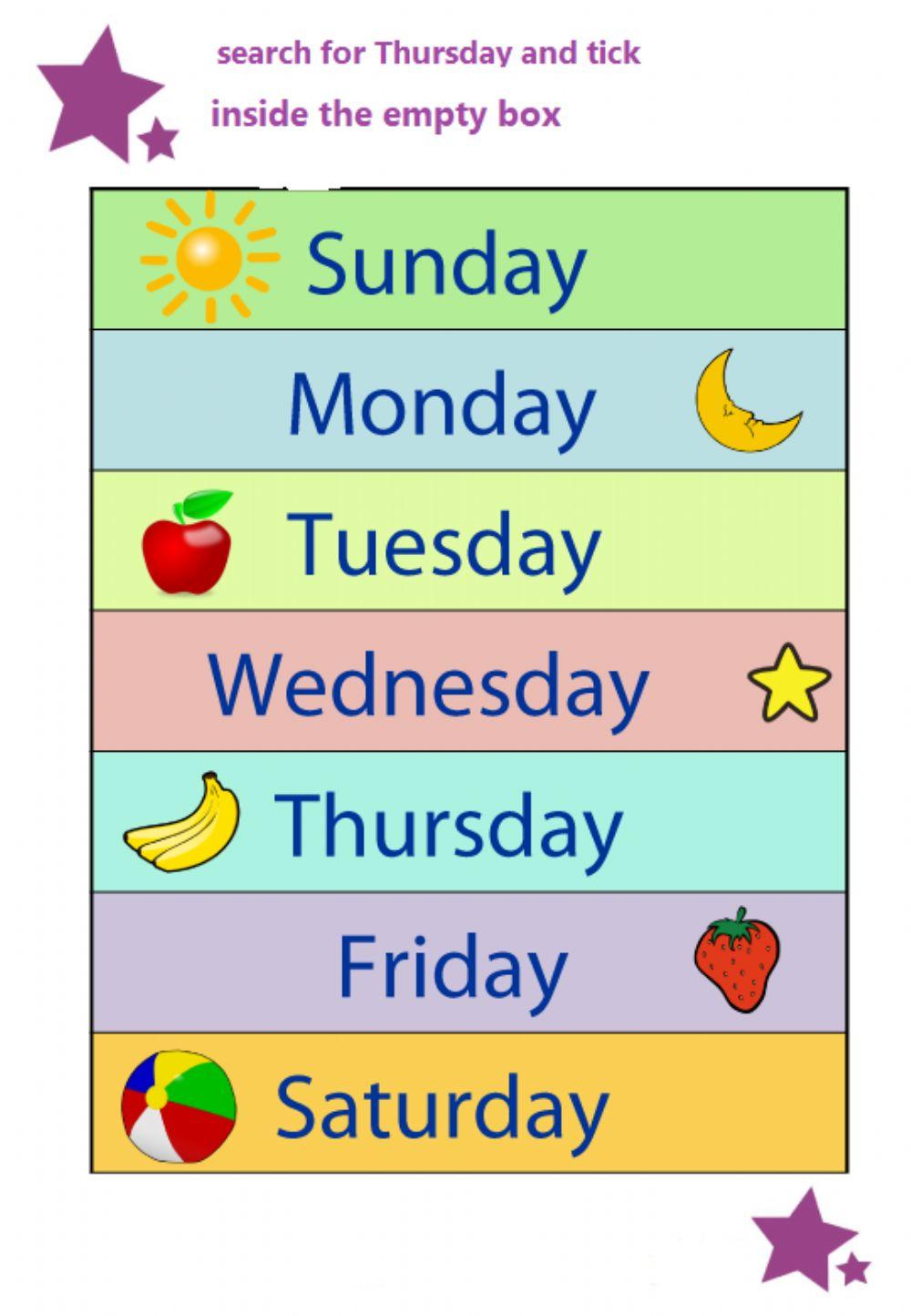 Printable Days Of The Week Chart For Kids