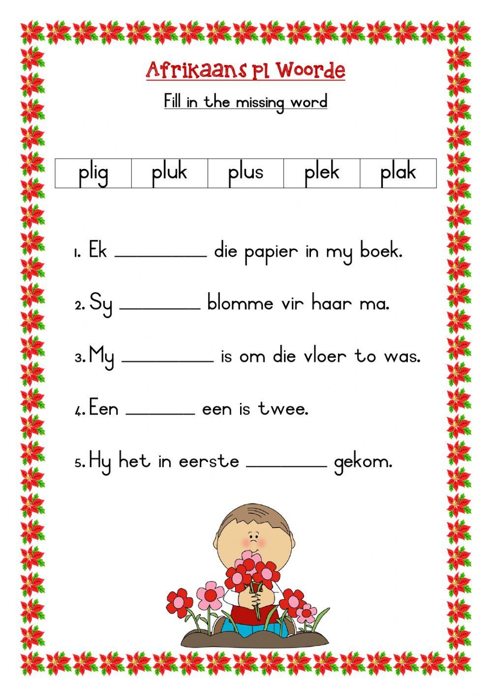 Afrikaans pl sound worksheet 3 worksheet Live Worksheets