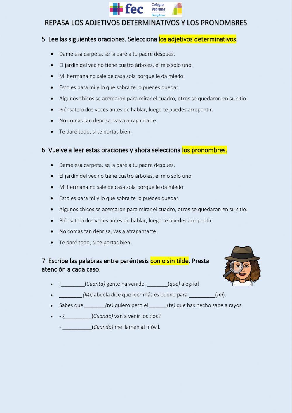 Pronombres y determinantes