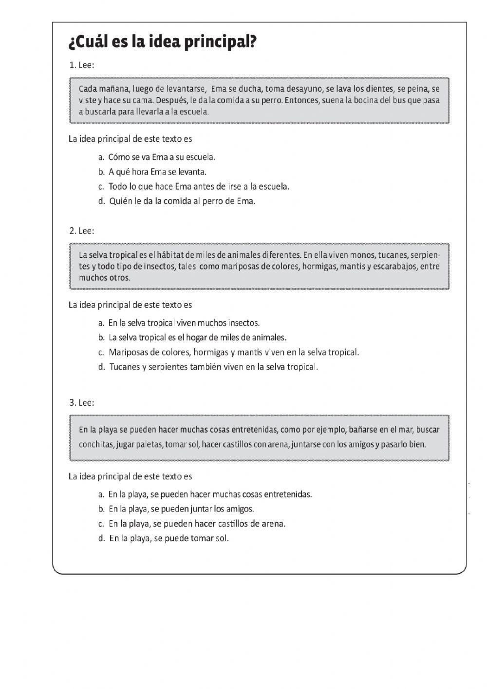 Inferéncias e idea principal