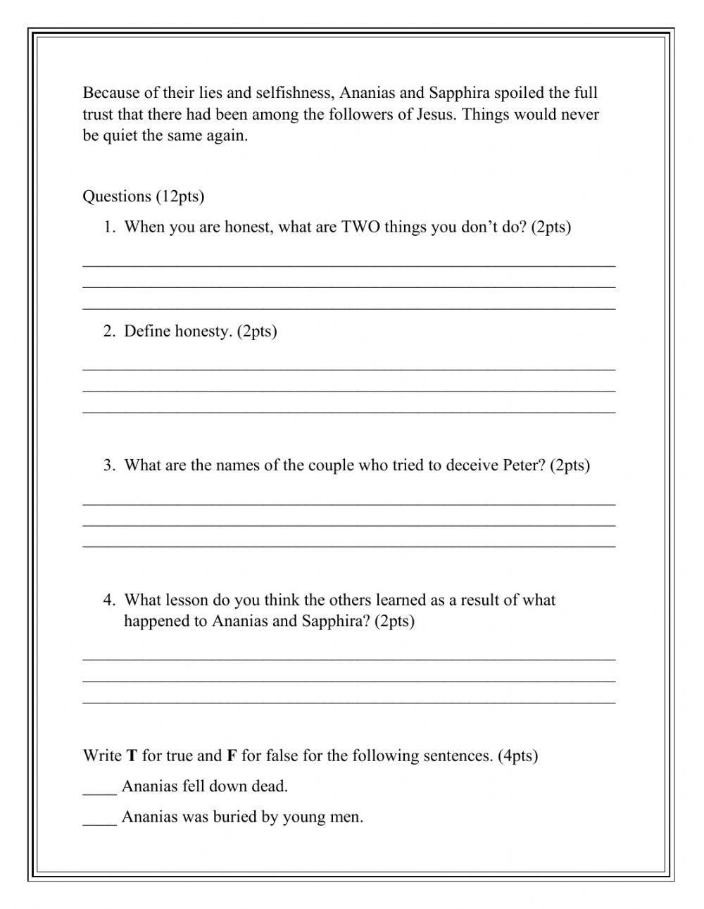 Growing with Values Honesty