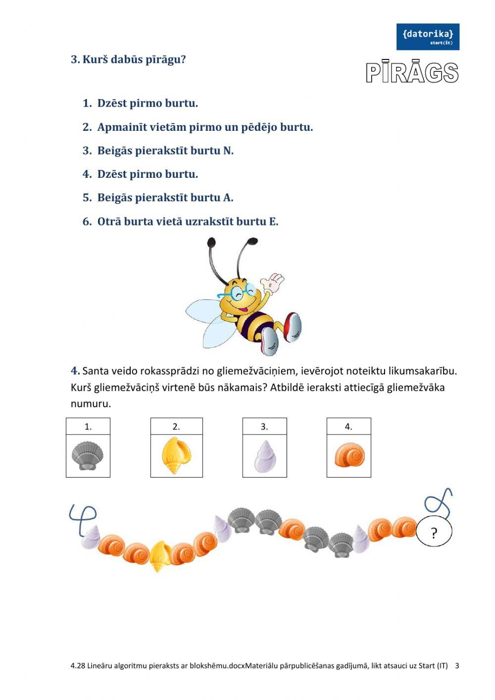 Lineāru algoritmu pieraksts ar blokshēmu