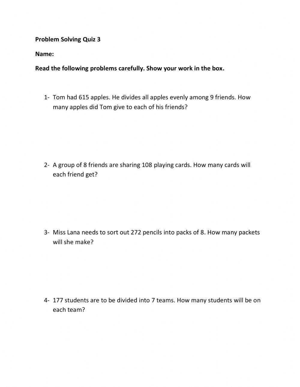 Problem Solving Quiz