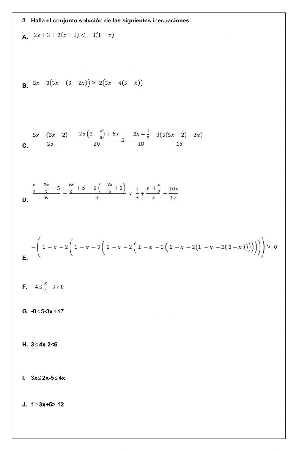 Desigualdades e inecuaciones lineales