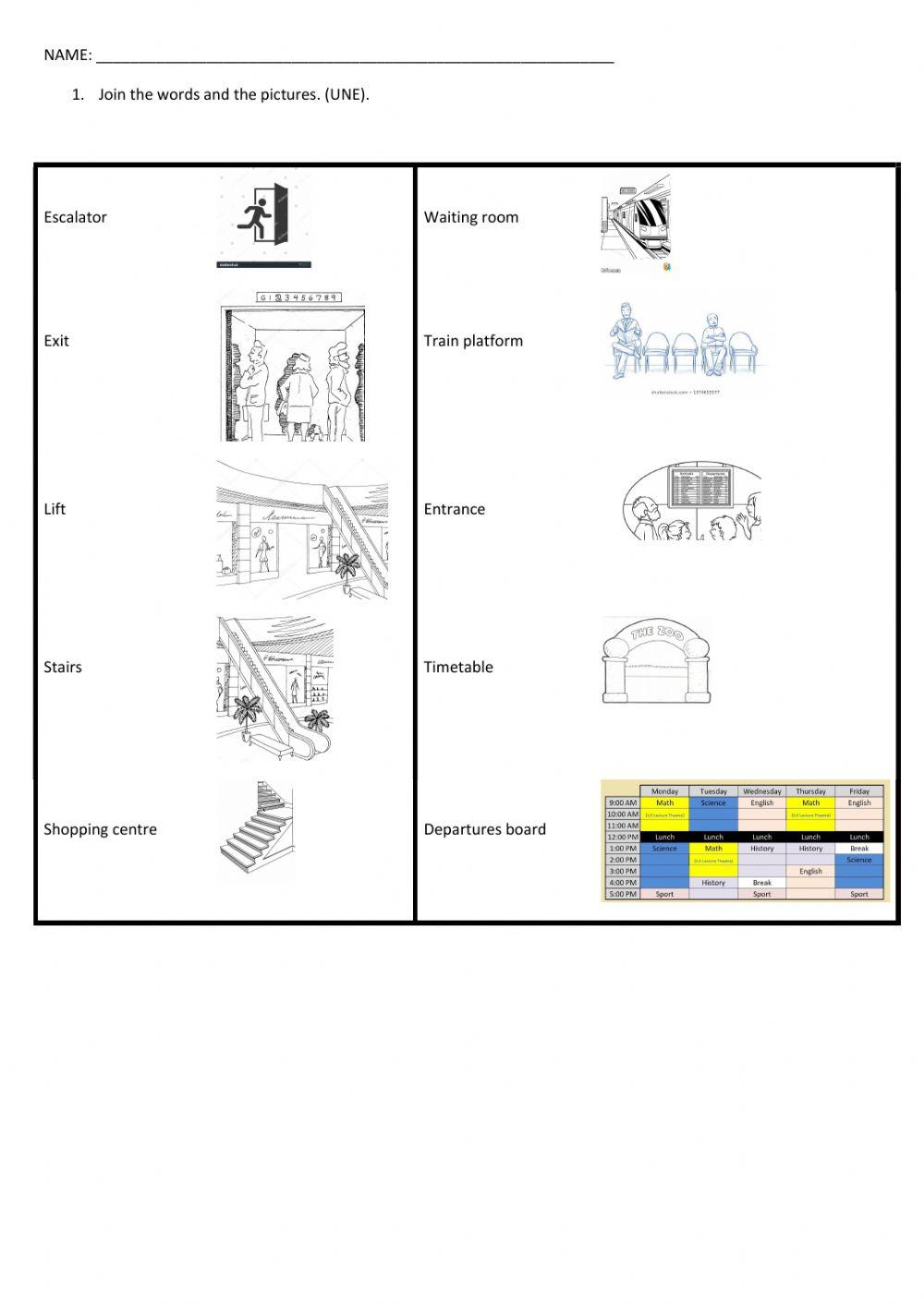 Shops: timetable departure escalator stairs