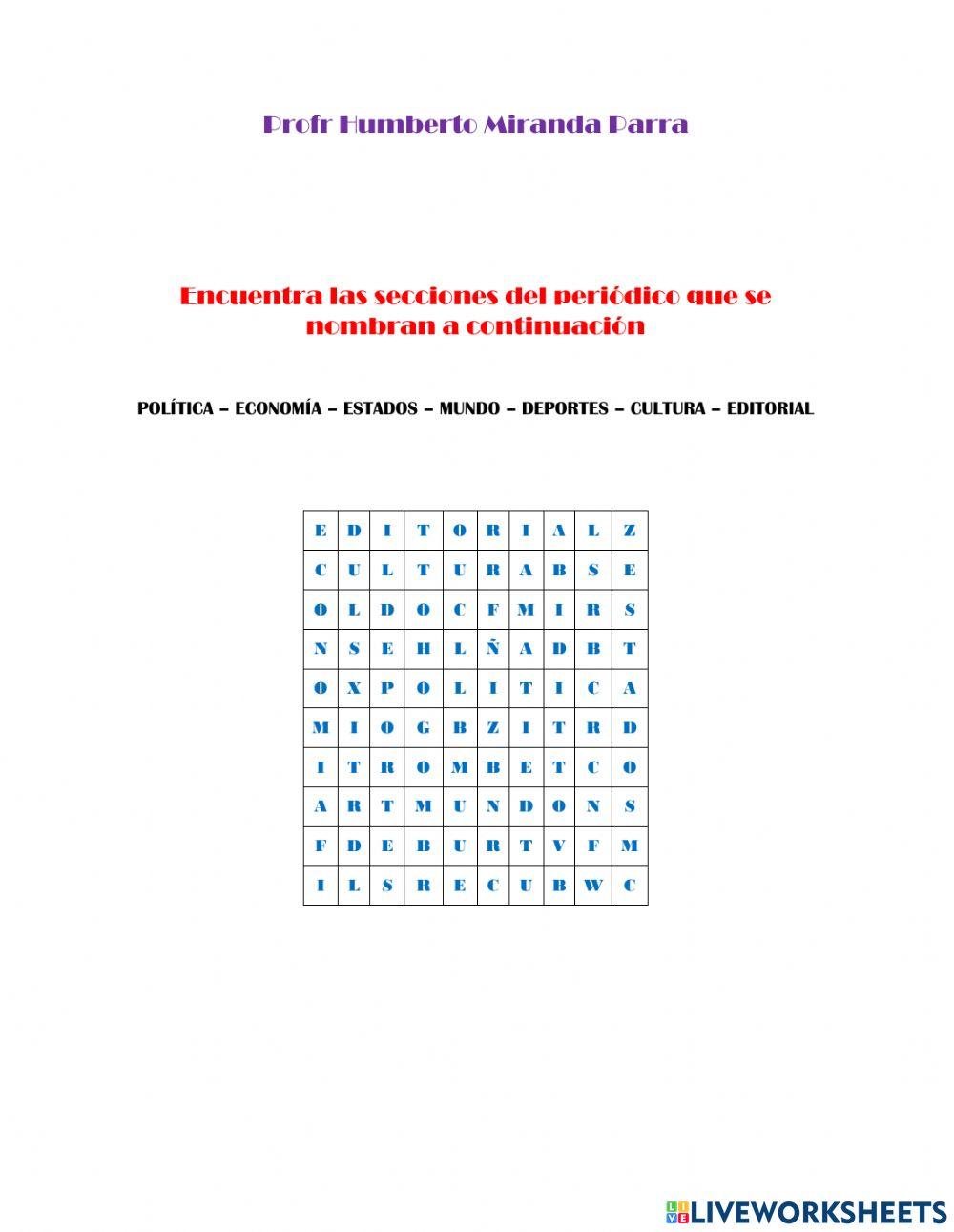 Secciones del périódico