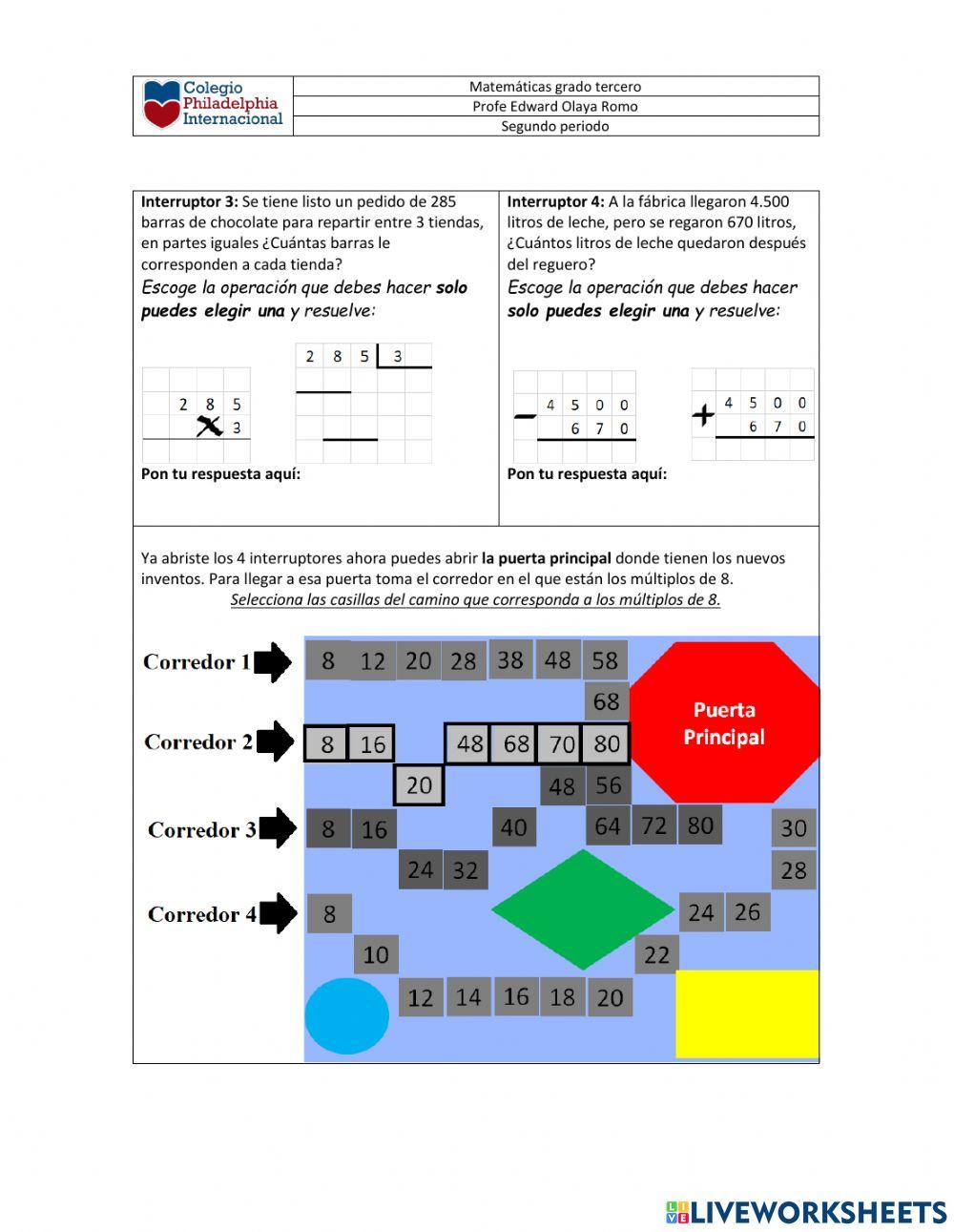 Taller conceptos vistos en grado tercero