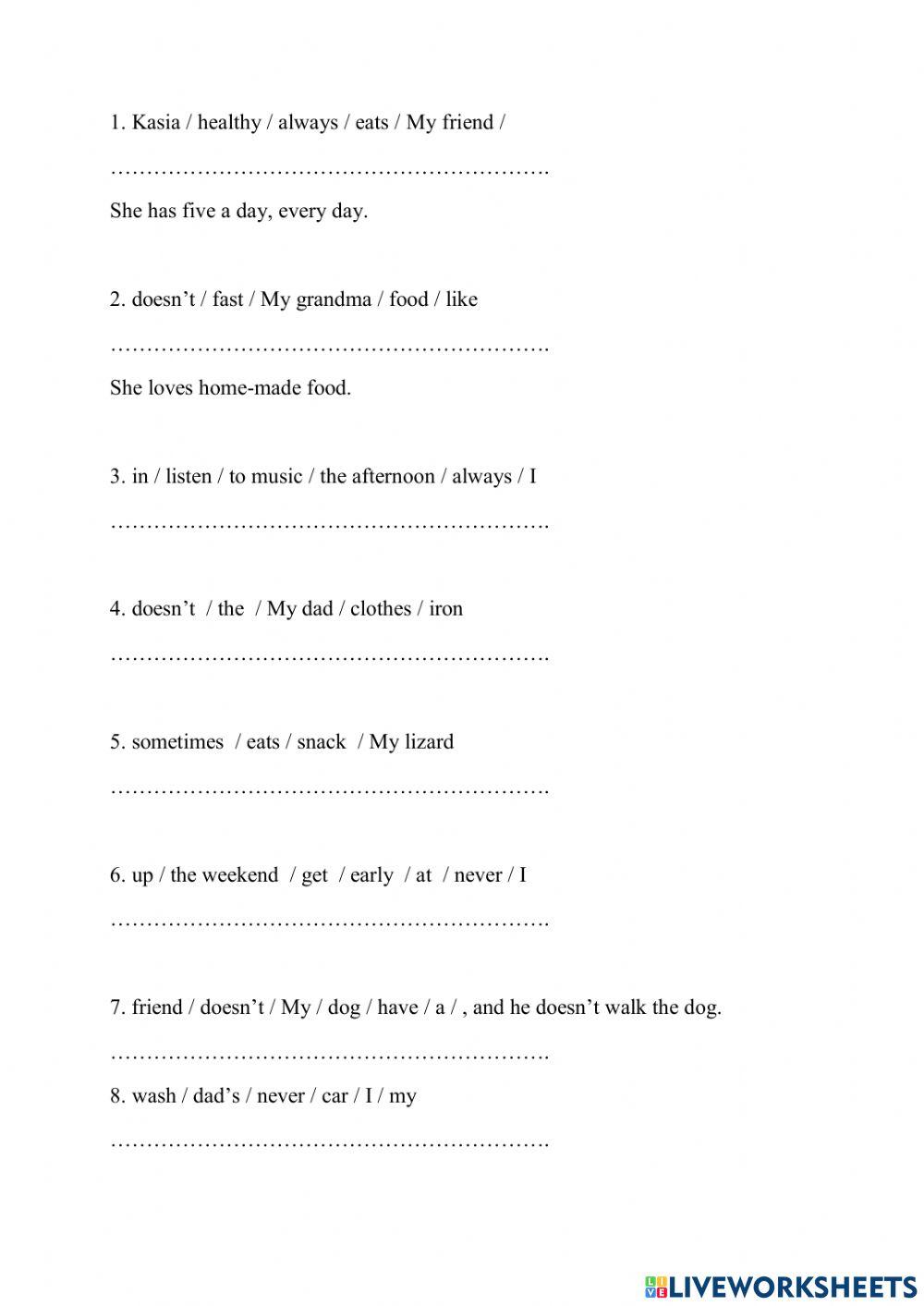 Brainy 5 routines present simple positive and negative