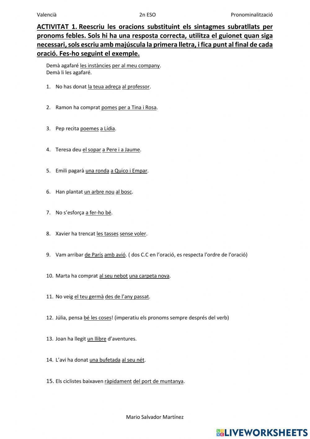 Pronominalització 1