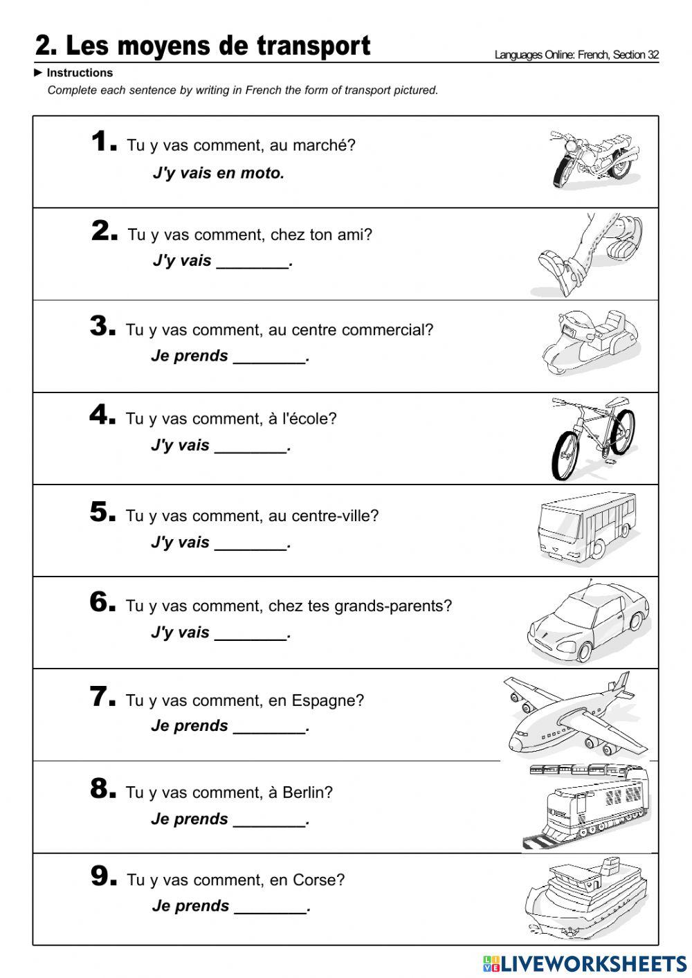 Les moyens de transport
