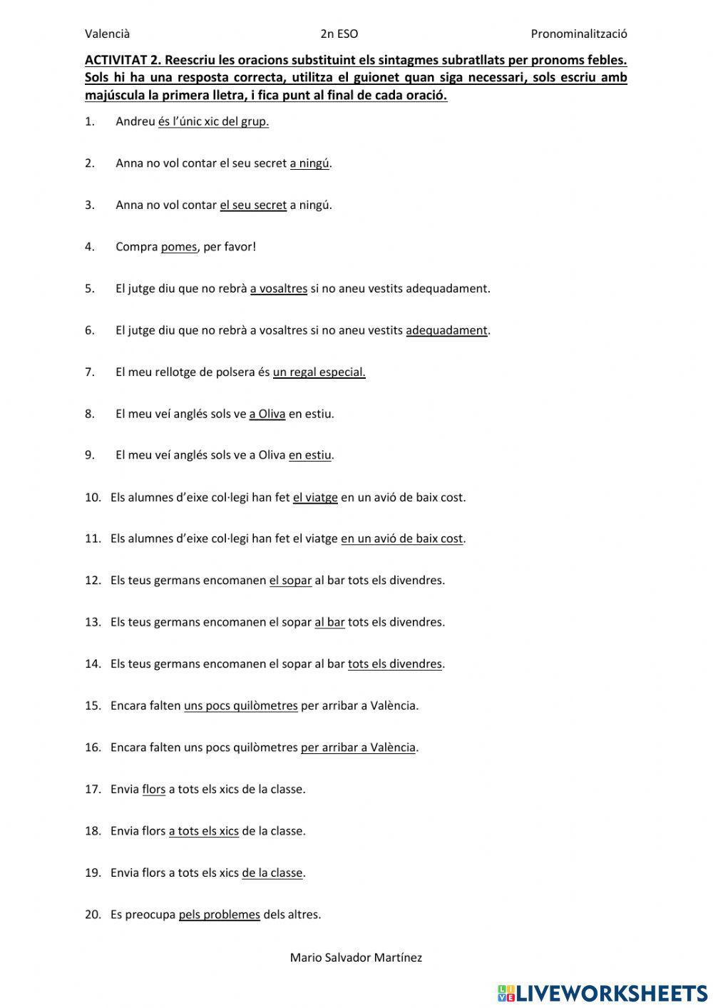 Pronominalització 2