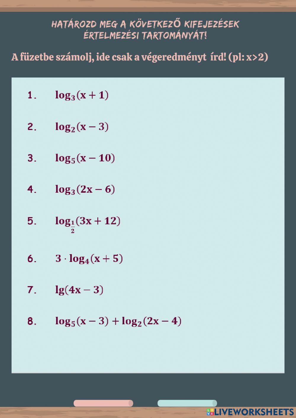 A logaritmus értelmezési tartománya