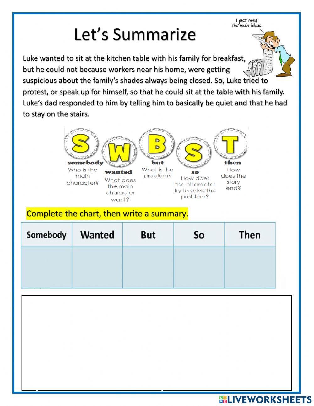 Summary Worksheet