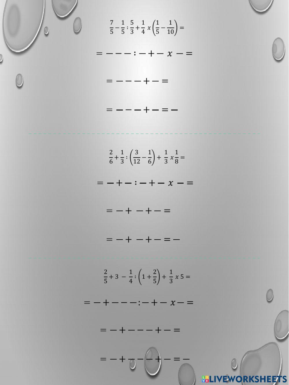 Operaciones con fracciones