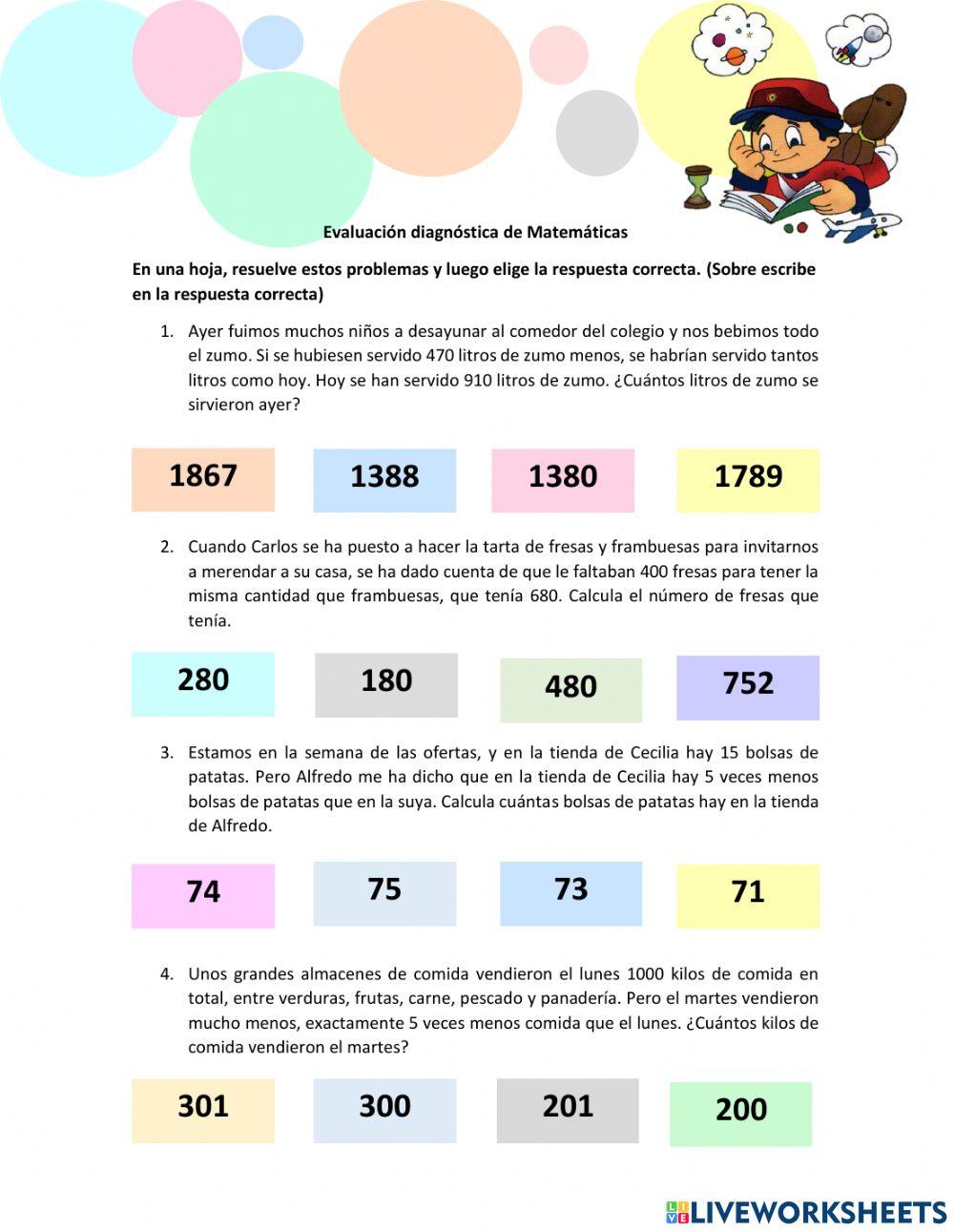 Diagnóstico de Matemáticas
