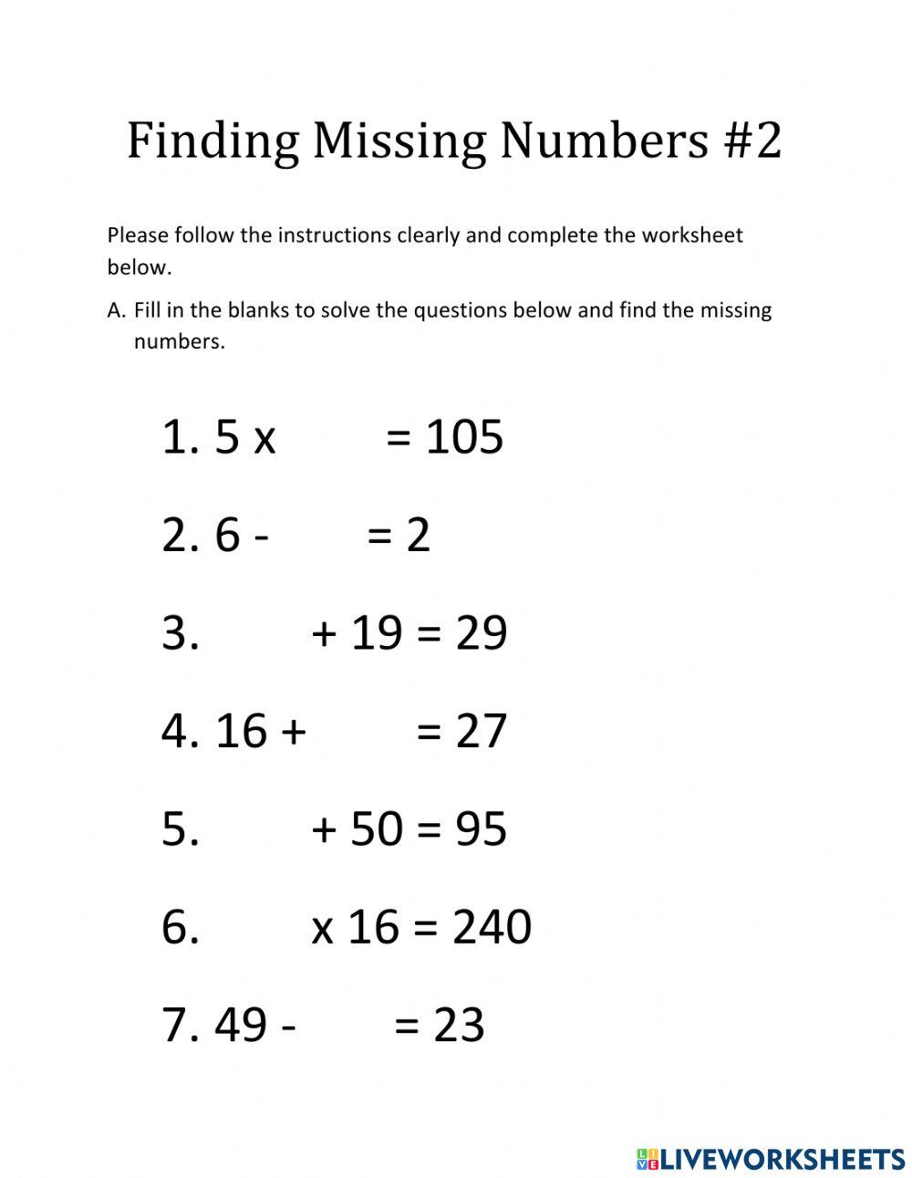 Finding Missing Numbers 2