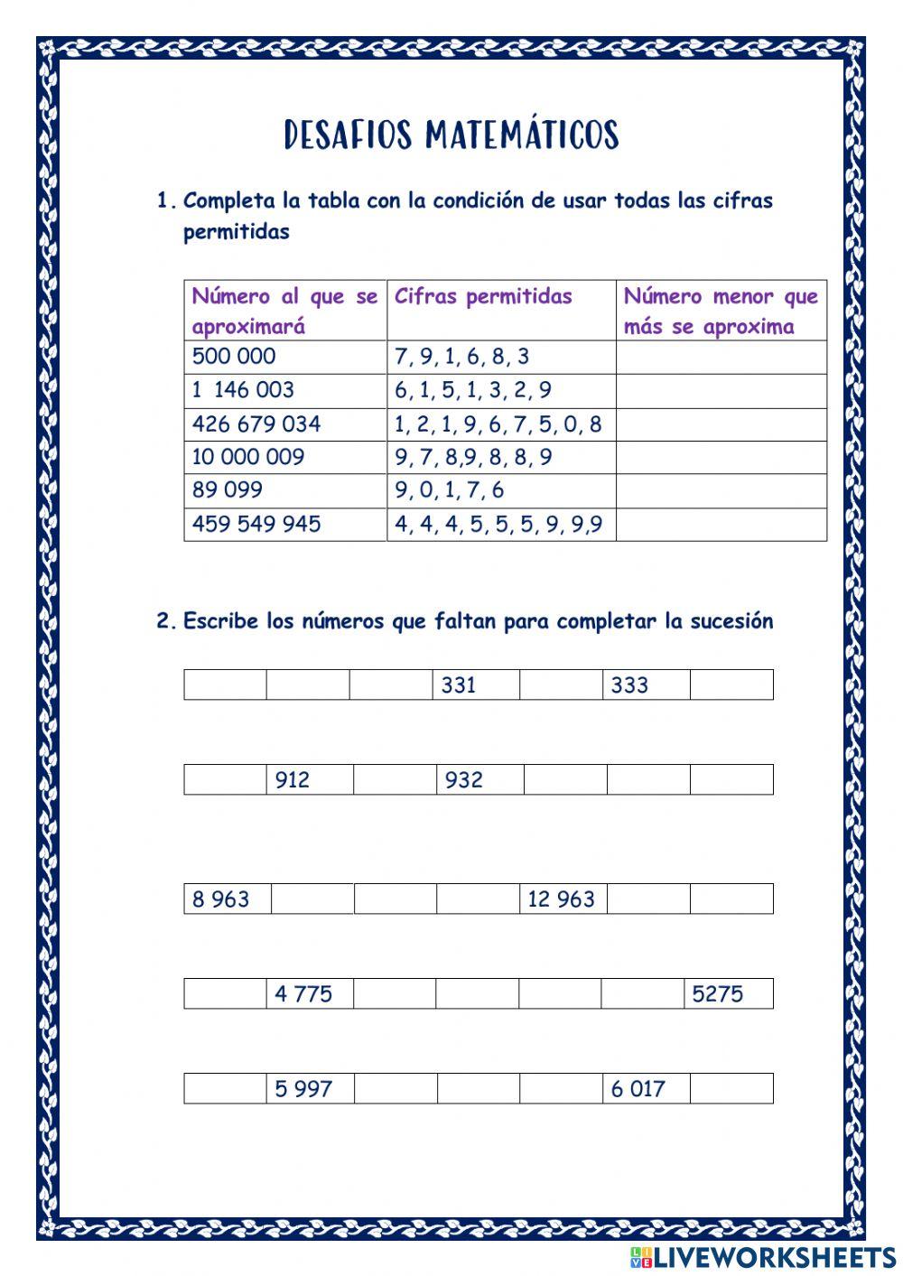 Desafíos matemáticos