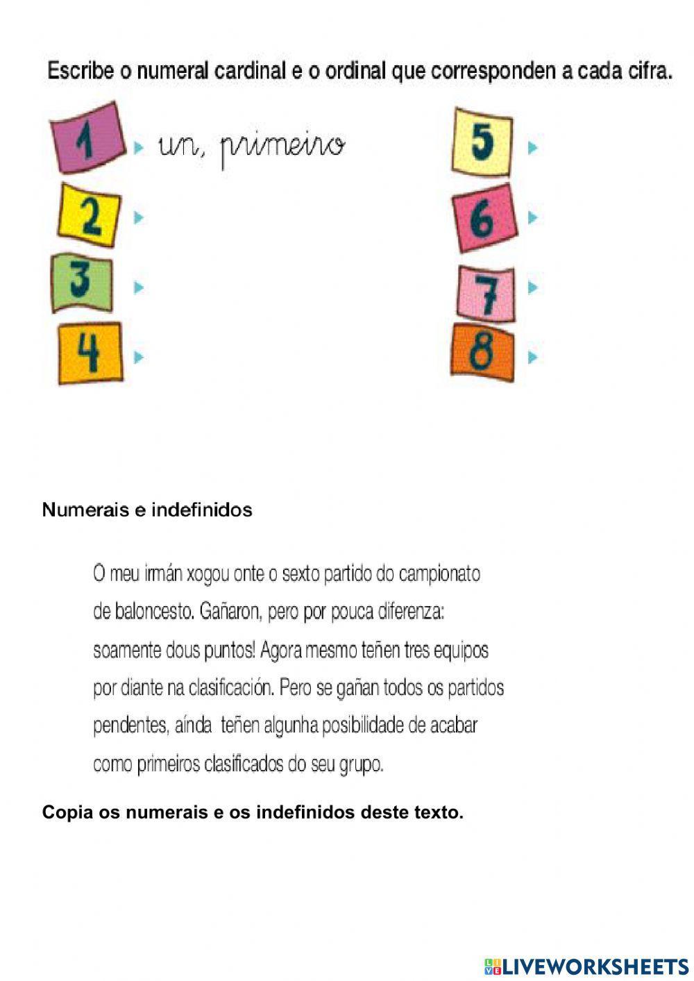 Numerais e indefinidos