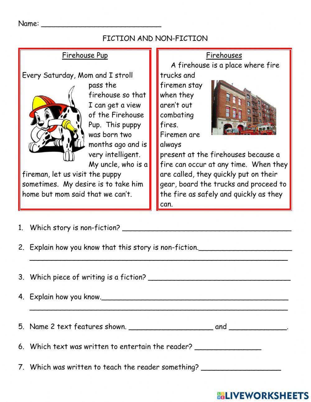 Fiction and NonFiction 691476 Tee LiveWorksheets