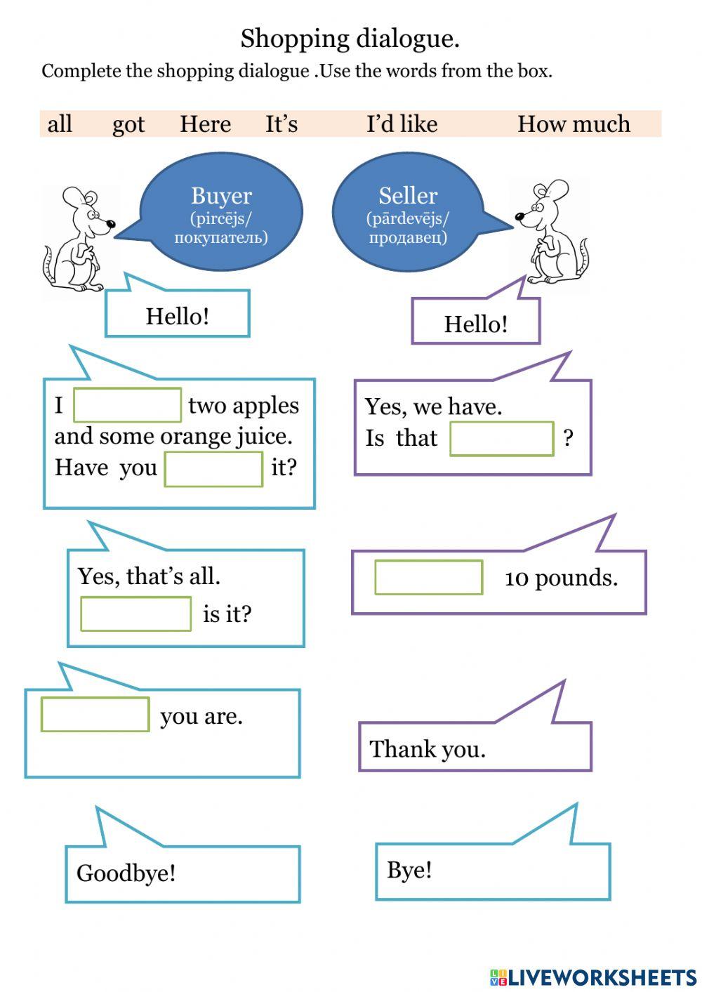 691525 Shopping Dialogue Zubris Liveworksheets 691525 Shopping Dialogue Zubris Liveworksheets